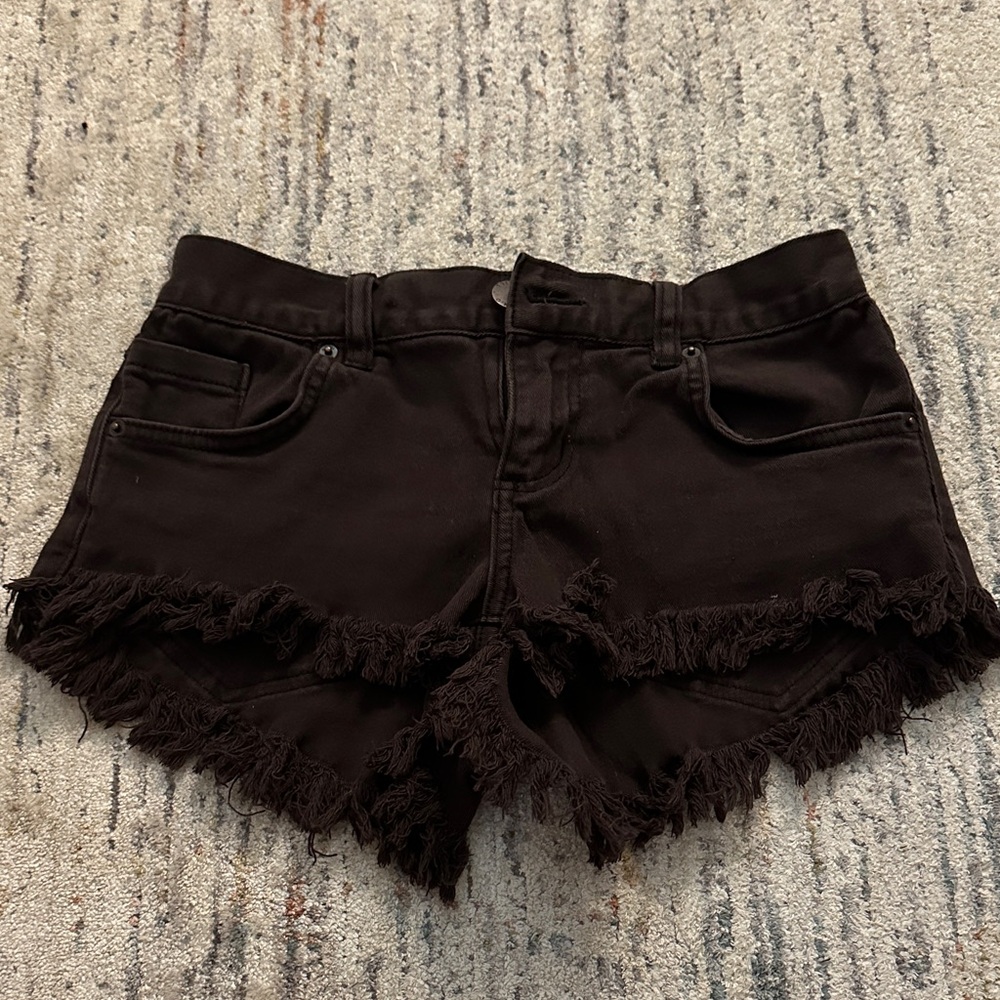 O'Neill Black Frayed Jean Shorts
